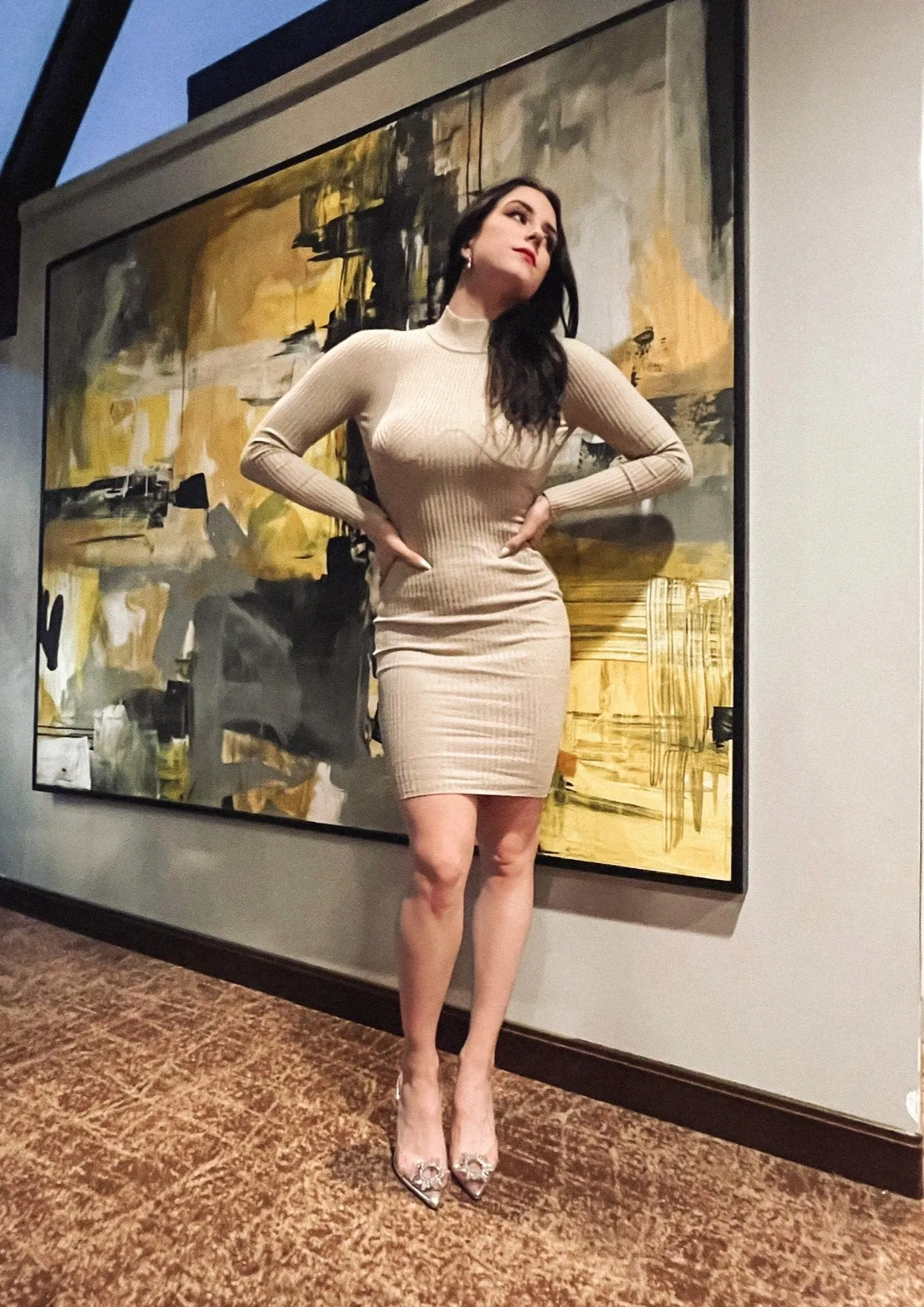 Giordana Nude Open Back Knit Dress