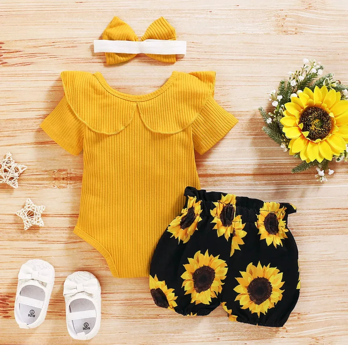 Girls Ruffle Sunflower Set