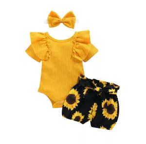 Girls Ruffle Sunflower Set
