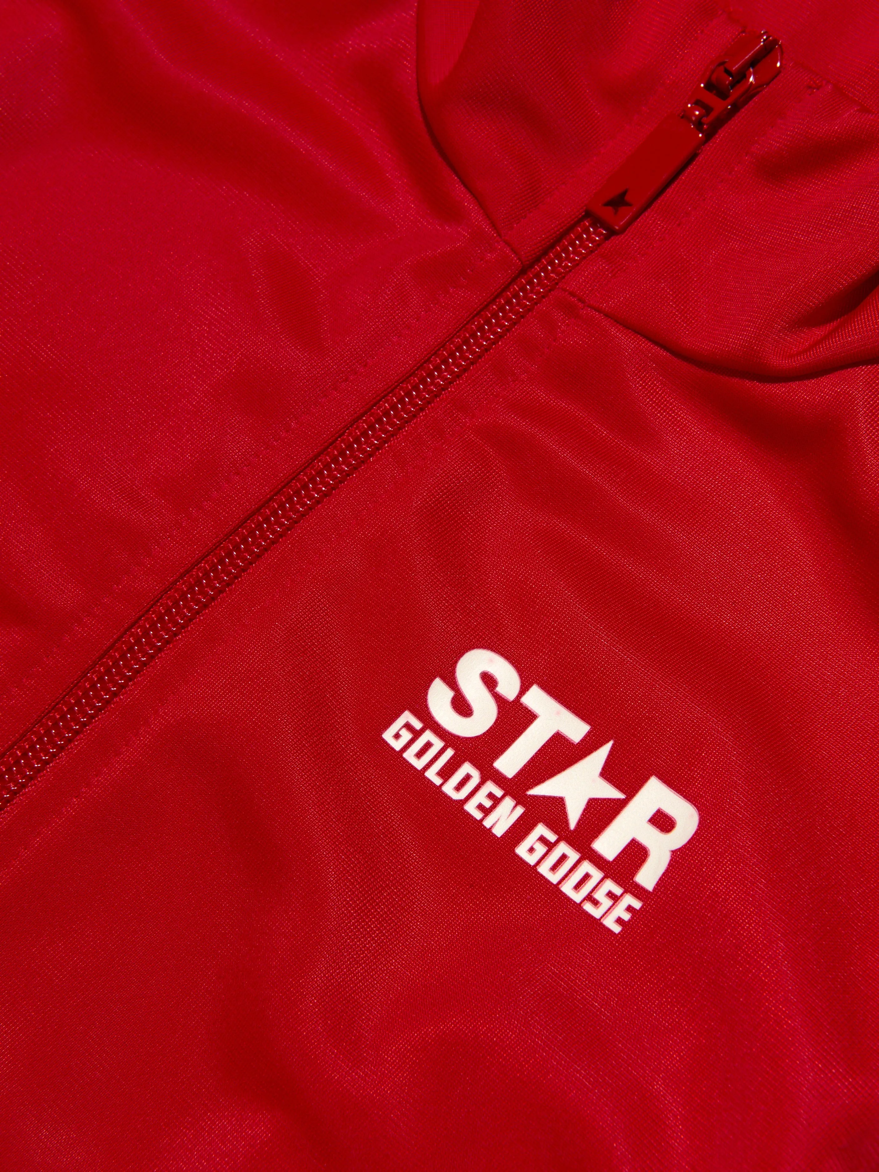 Golden Goose Kids Star Band Zip Up Track Jacket in Red