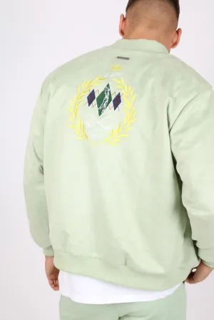 Golf Club Oversized Suede Mint Green Bomber Jacket