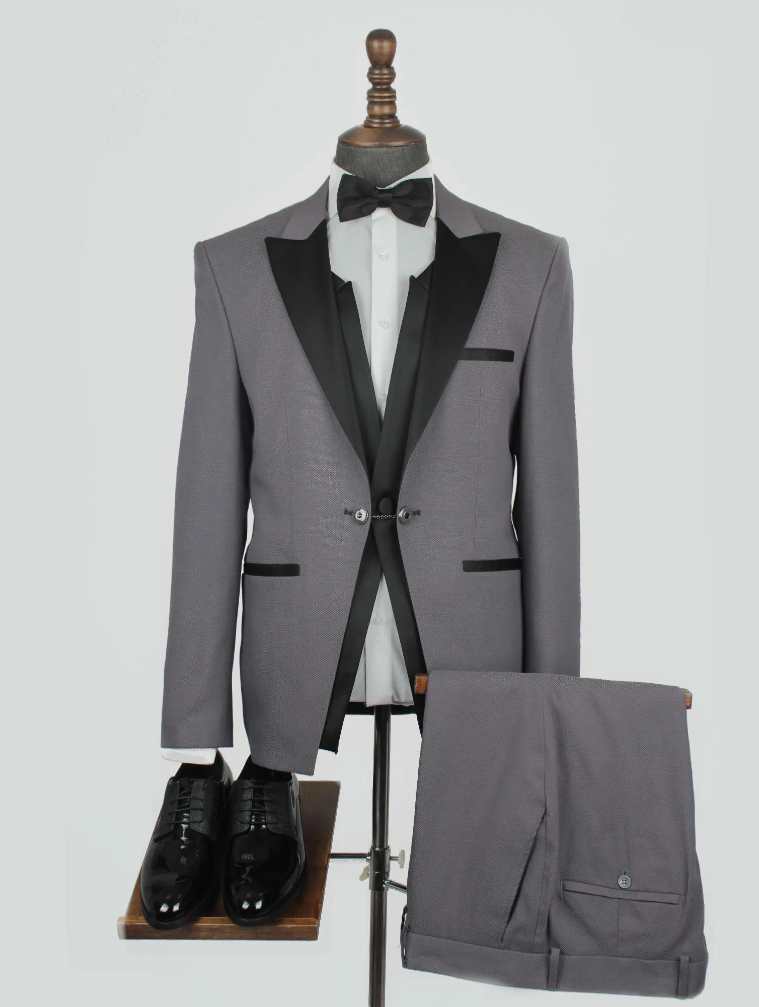 Gray Bespoke Men Suit Tailored Wedding Style
