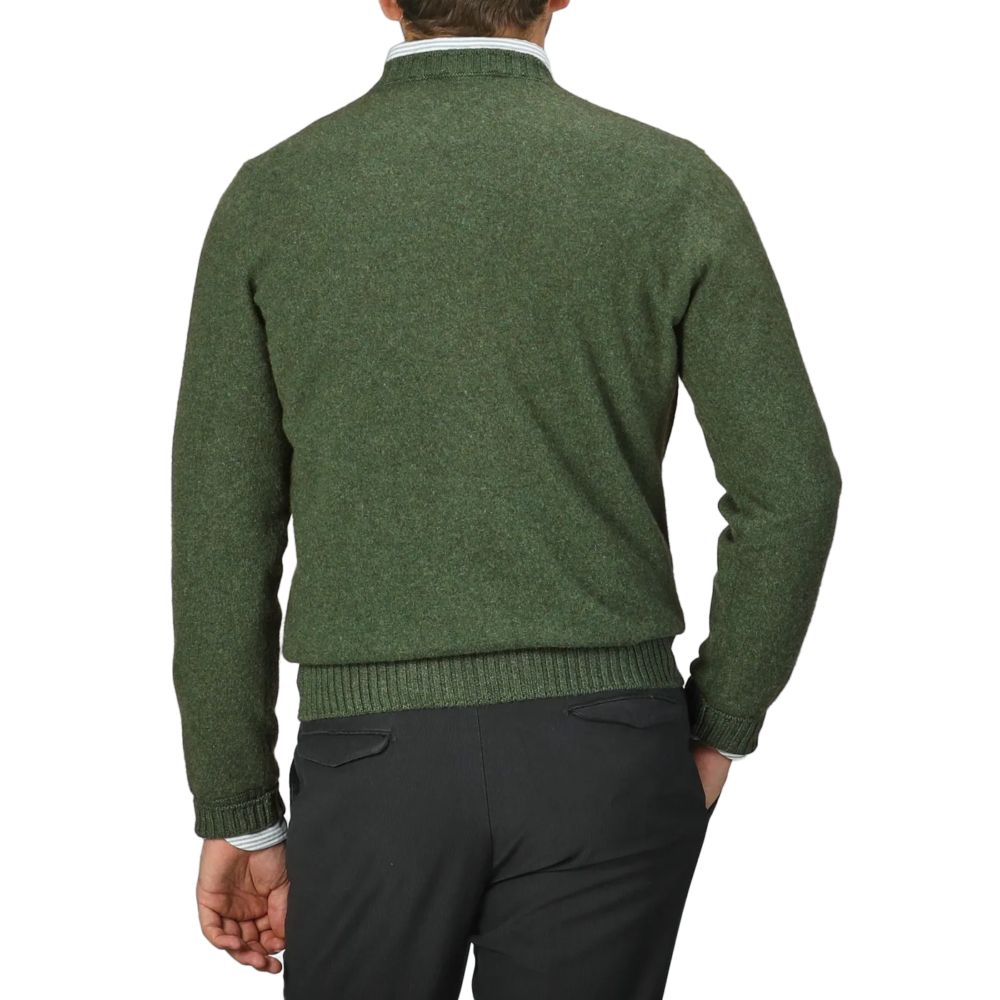 Green Felted Cashmere Crewneck Sweater
