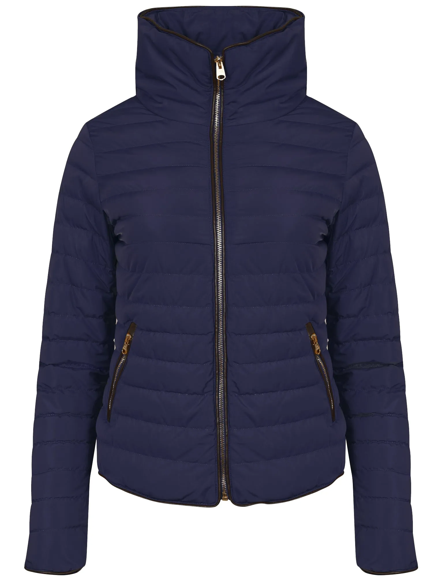 Honey Funnel Neck Quilted Jacket in Peacoat Blue - Tokyo Laundry