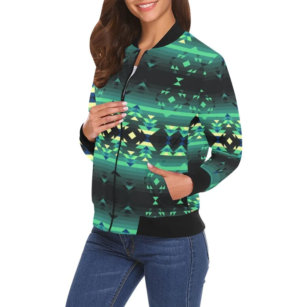 Inspire Green Bomber Jacket for Women