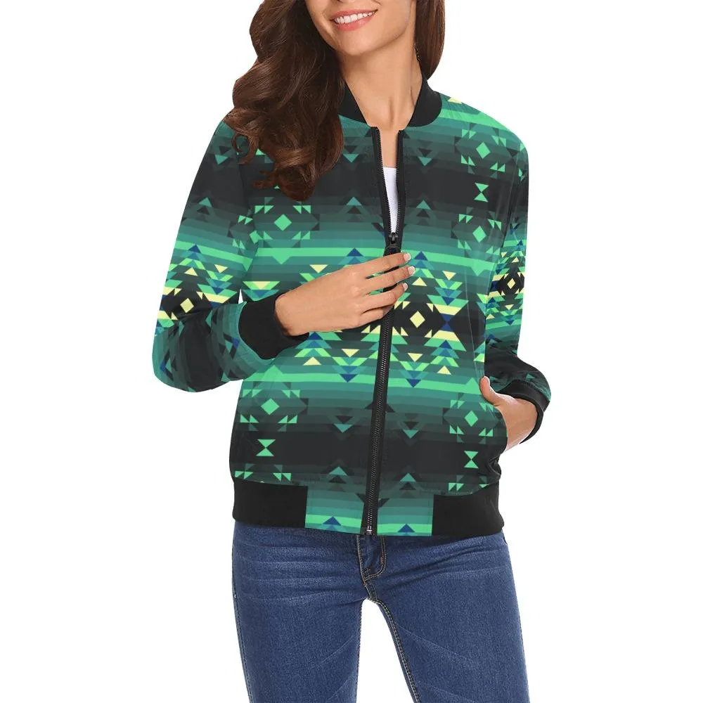 Inspire Green Bomber Jacket for Women