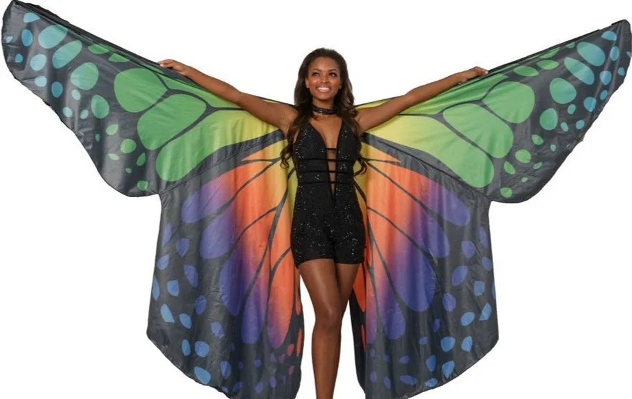 Johnathan Kayne 2100 size 4 Black Lace Romper Butterfly Cape Sheer Cutout Jumpsuit