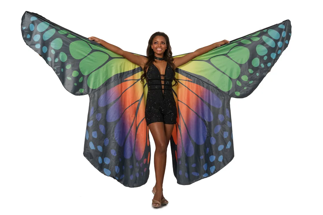 Johnathan Kayne 2100 size 4 Black Lace Romper Butterfly Cape Sheer Cutout Jumpsuit