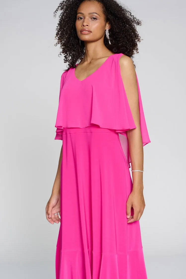 Joseph Ribkoff Silky Knit and Chiffon Fit-and-Flare Dress 241706 S24