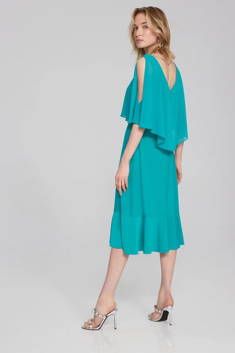 Joseph Ribkoff Silky Knit and Chiffon Fit-and-Flare Dress 241706 S24