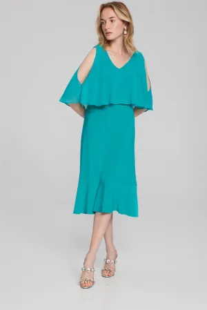 Joseph Ribkoff Silky Knit and Chiffon Fit-and-Flare Dress 241706 S24