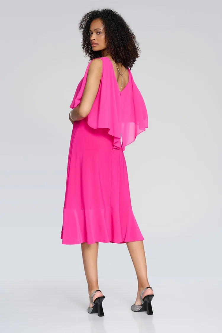 Joseph Ribkoff Silky Knit and Chiffon Fit-and-Flare Dress 241706 S24