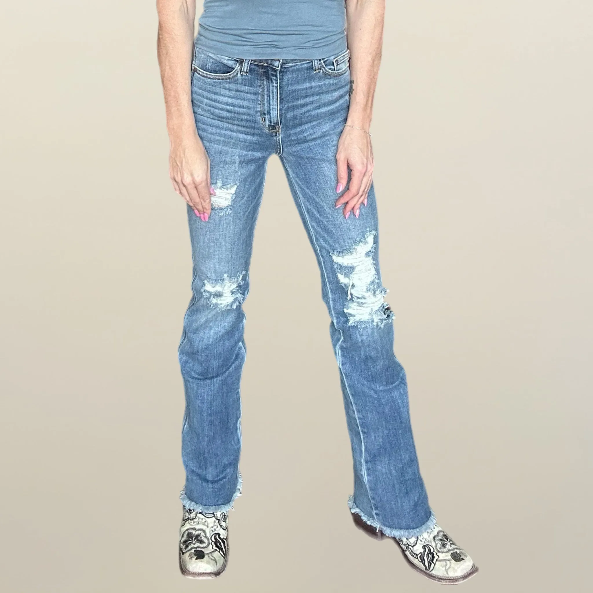 Judy Blue Rebel Fray Bootcut Jeans