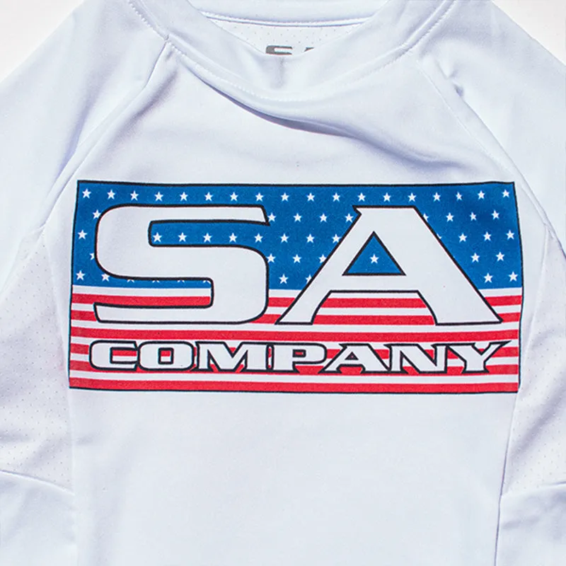 Kids Performance Long Sleeve Shirt | White | Stars & Pinstripes
