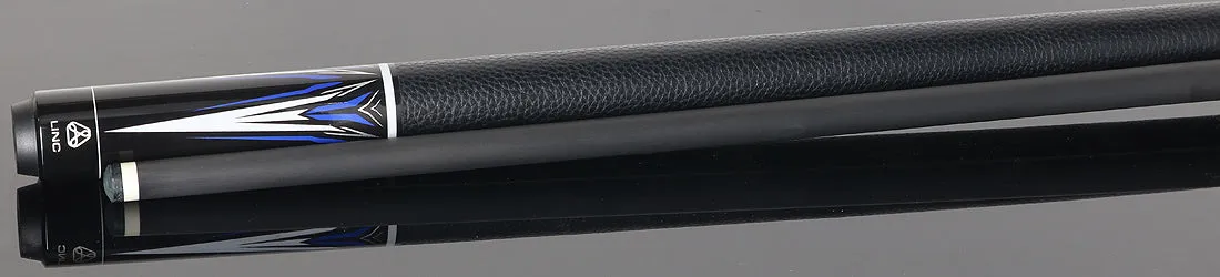Linc Black with Blue / Silver / White Graphic Cue & Carbon Fiber Shaft