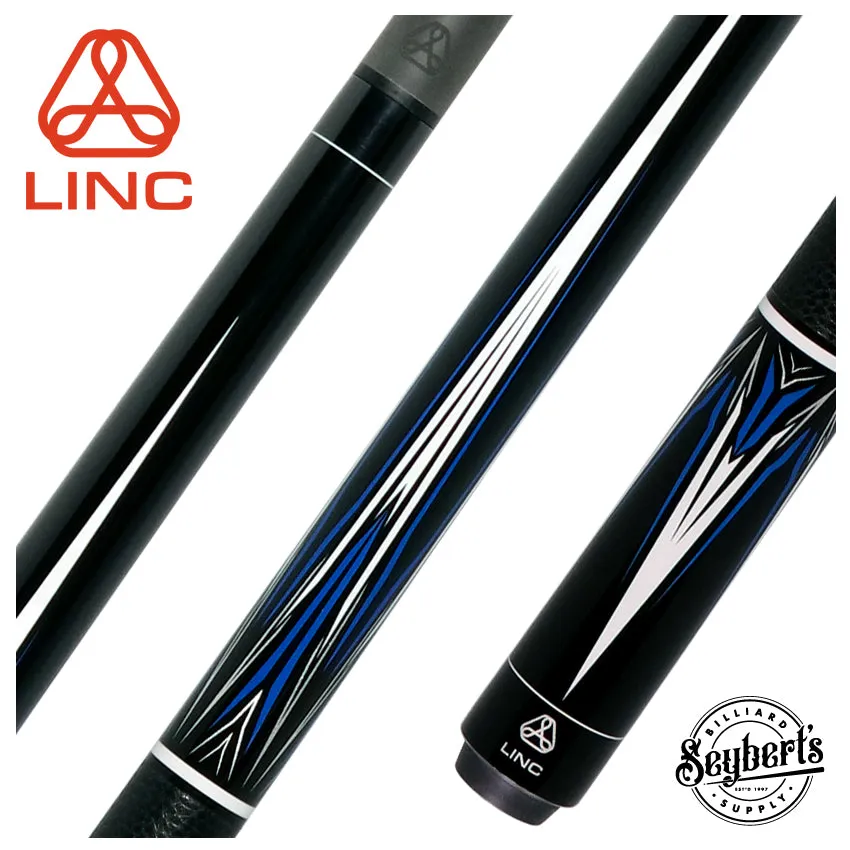 Linc Black with Blue / Silver / White Graphic Cue & Carbon Fiber Shaft
