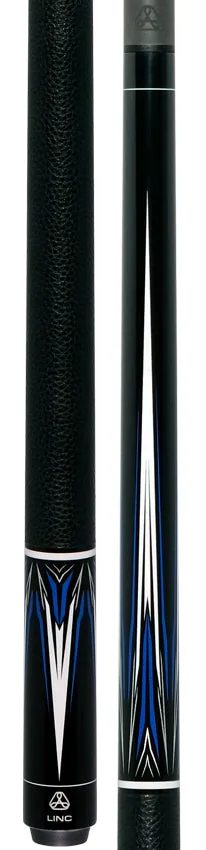 Linc Black with Blue / Silver / White Graphic Cue & Carbon Fiber Shaft