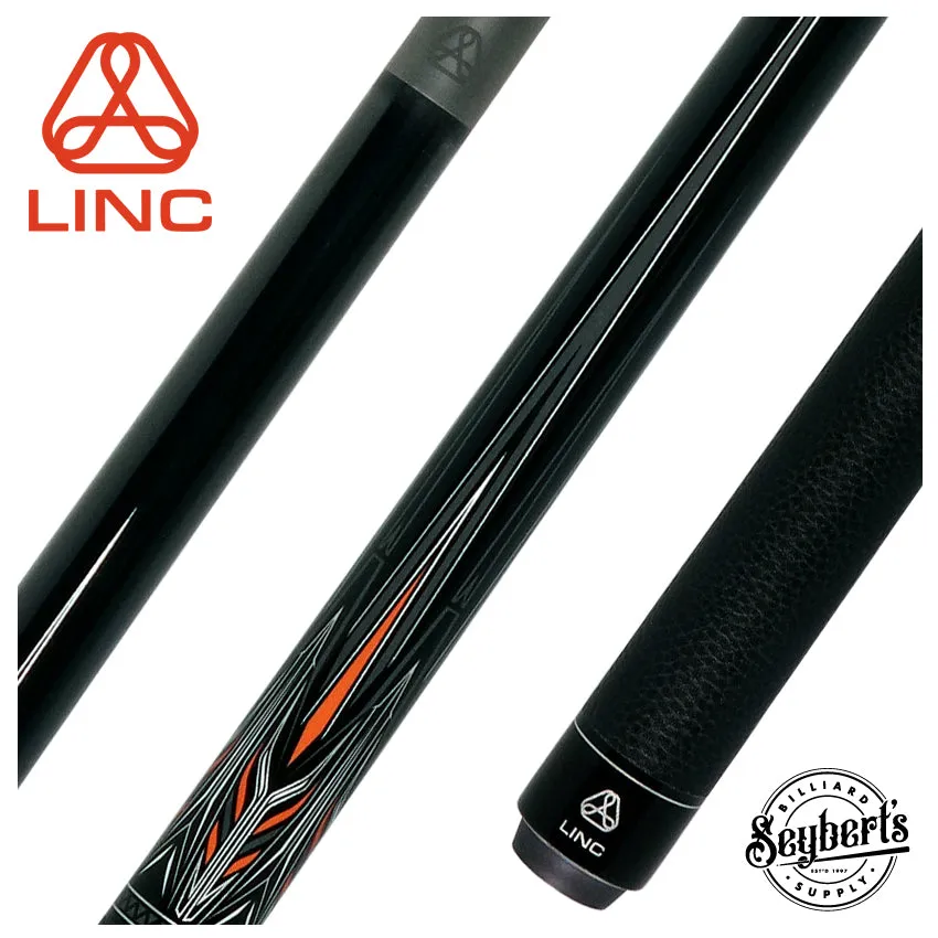 Linc Black with Orange / Silver / Gray Graphic Cue & Carbon Fiber Shaft
