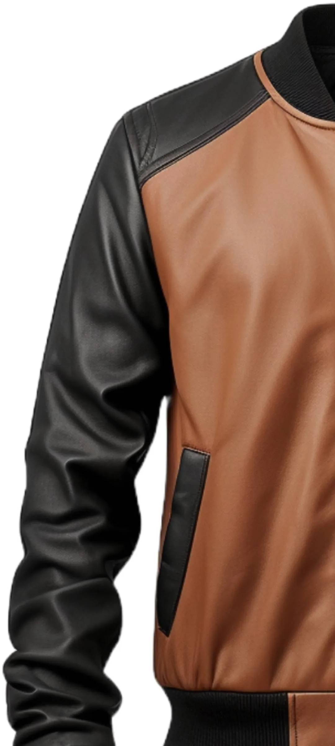 Men Brown Leather Bomber Jacket - Brown Leather Jacket Men