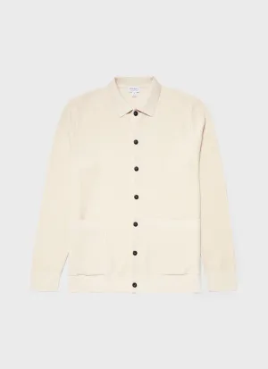 Men's Knitted Jacket in Ecru