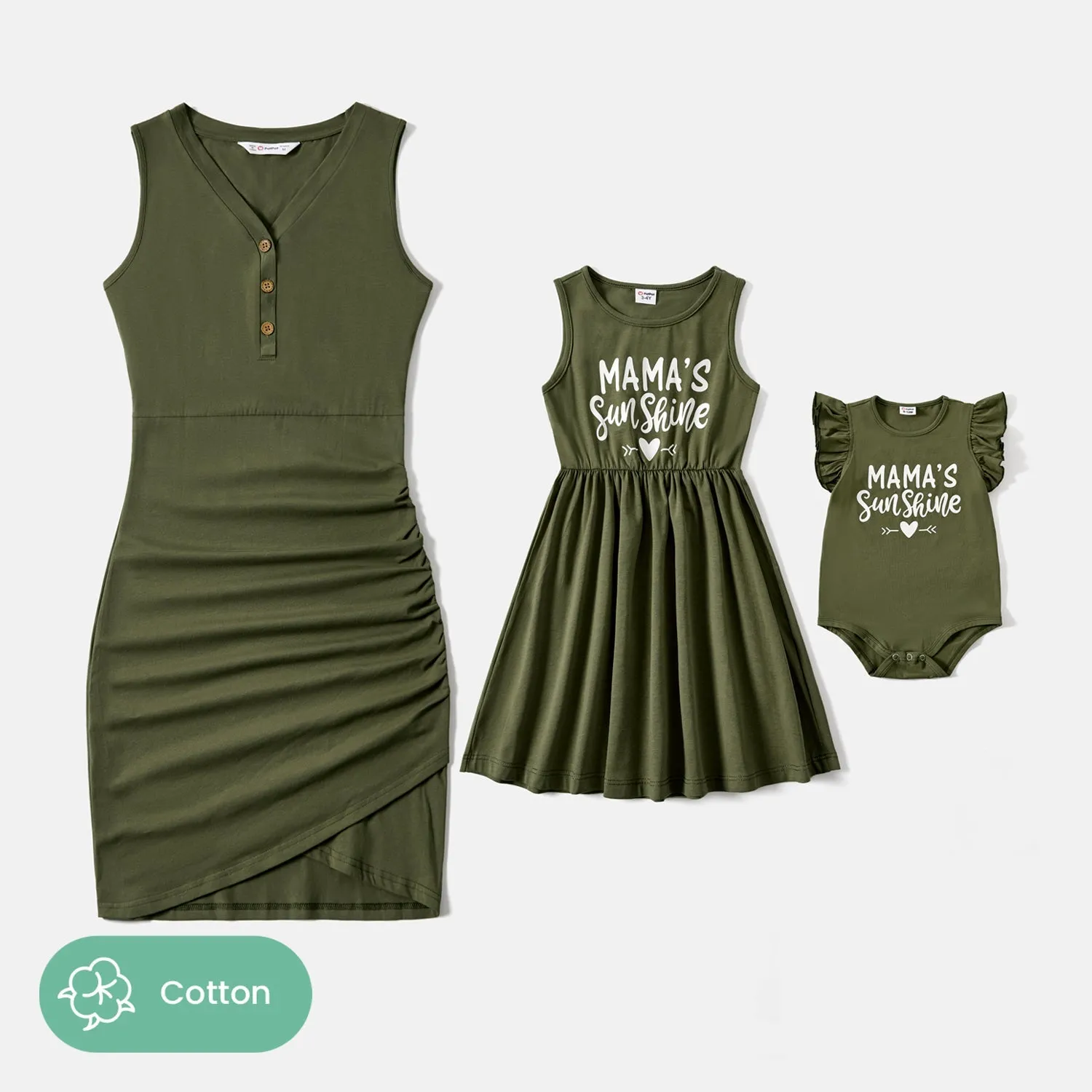 Mommy and Me 95% Cotton Sleeveless Bodycon Dresses