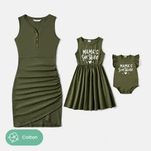 Mommy and Me 95% Cotton Sleeveless Bodycon Dresses