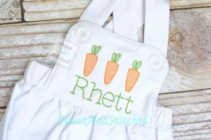 Monogrammed boys easter romper, Boys easter outfit with carrots, baby boy bubble romper, baby boy easter carrot romper