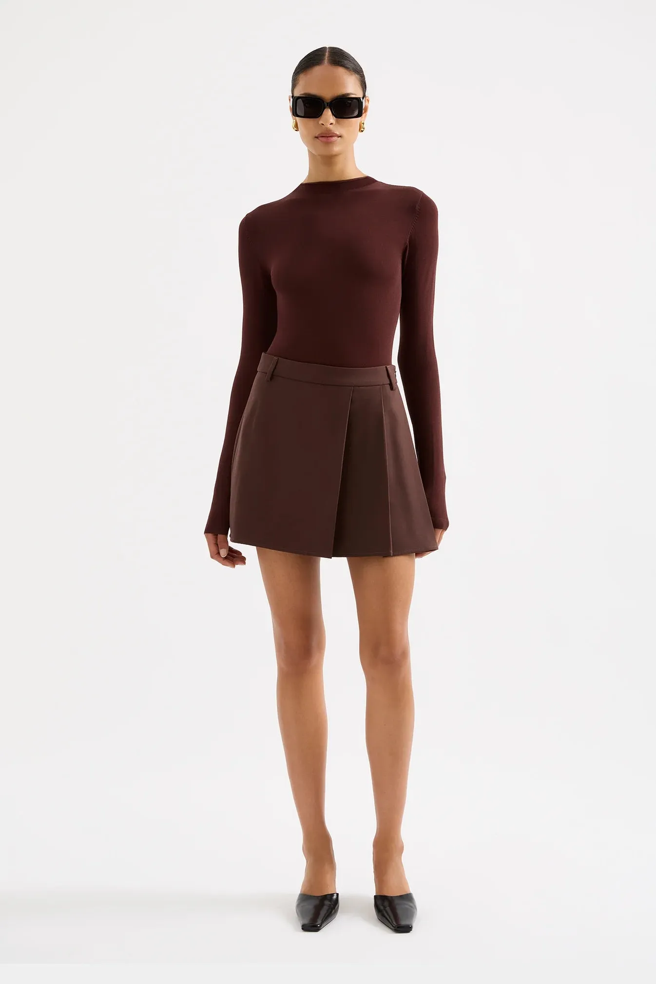 Nude Lucy 'Easton Tailored Mini Skirt' - Cocoa