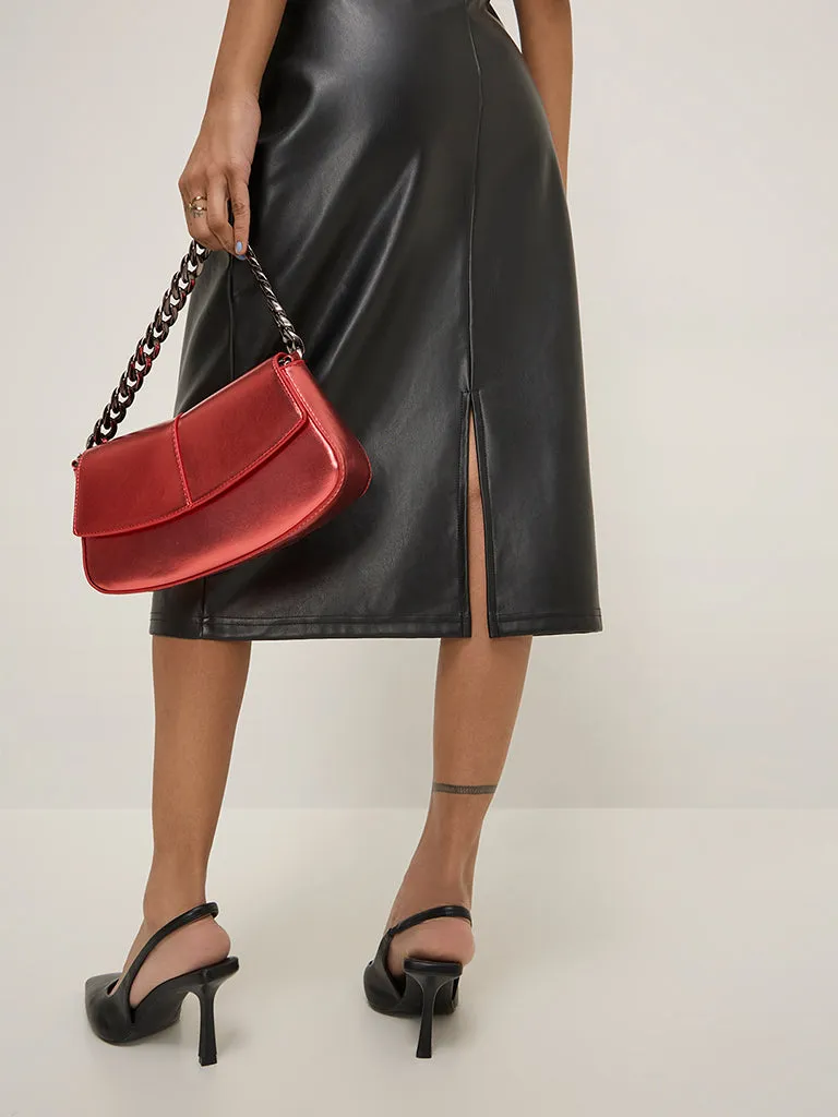 Nuon Black Faux Leather Bodycon Dress