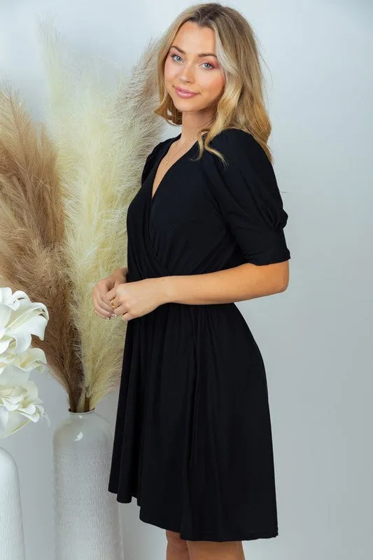 *Online Exclusive* Short Sleeve Solid Knit Dress in Black