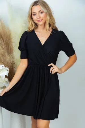 *Online Exclusive* Short Sleeve Solid Knit Dress in Black