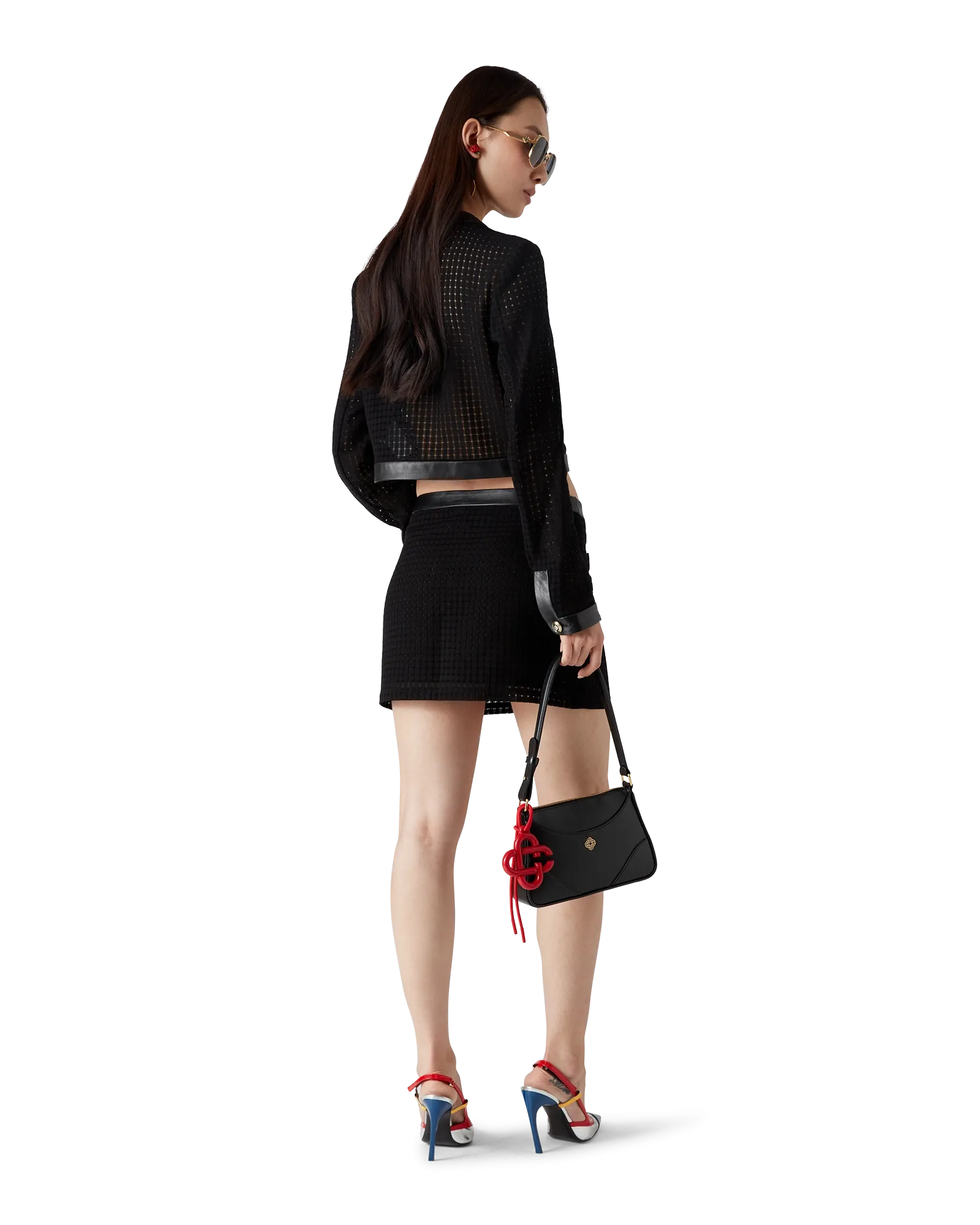 Open Weave Tailored Mini Skirt