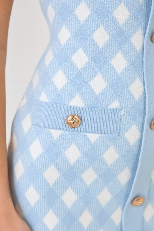 POWDER BLUE GINGHAM DRESS