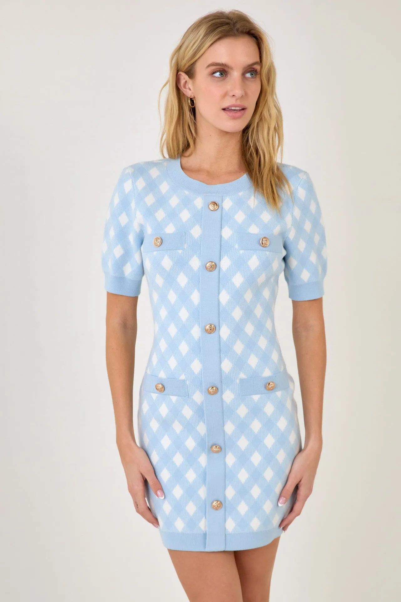 POWDER BLUE GINGHAM DRESS