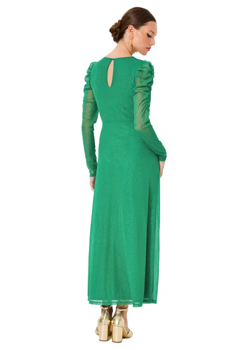 PRESLIE LONG SLEEVE MESH MIDI DRESS