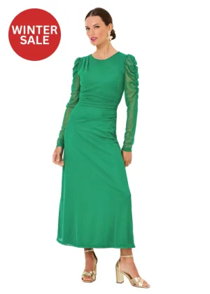 PRESLIE LONG SLEEVE MESH MIDI DRESS