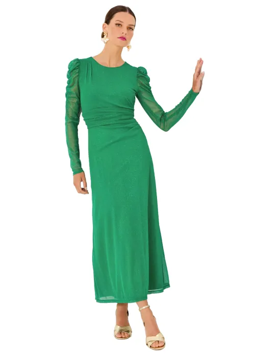 PRESLIE LONG SLEEVE MESH MIDI DRESS