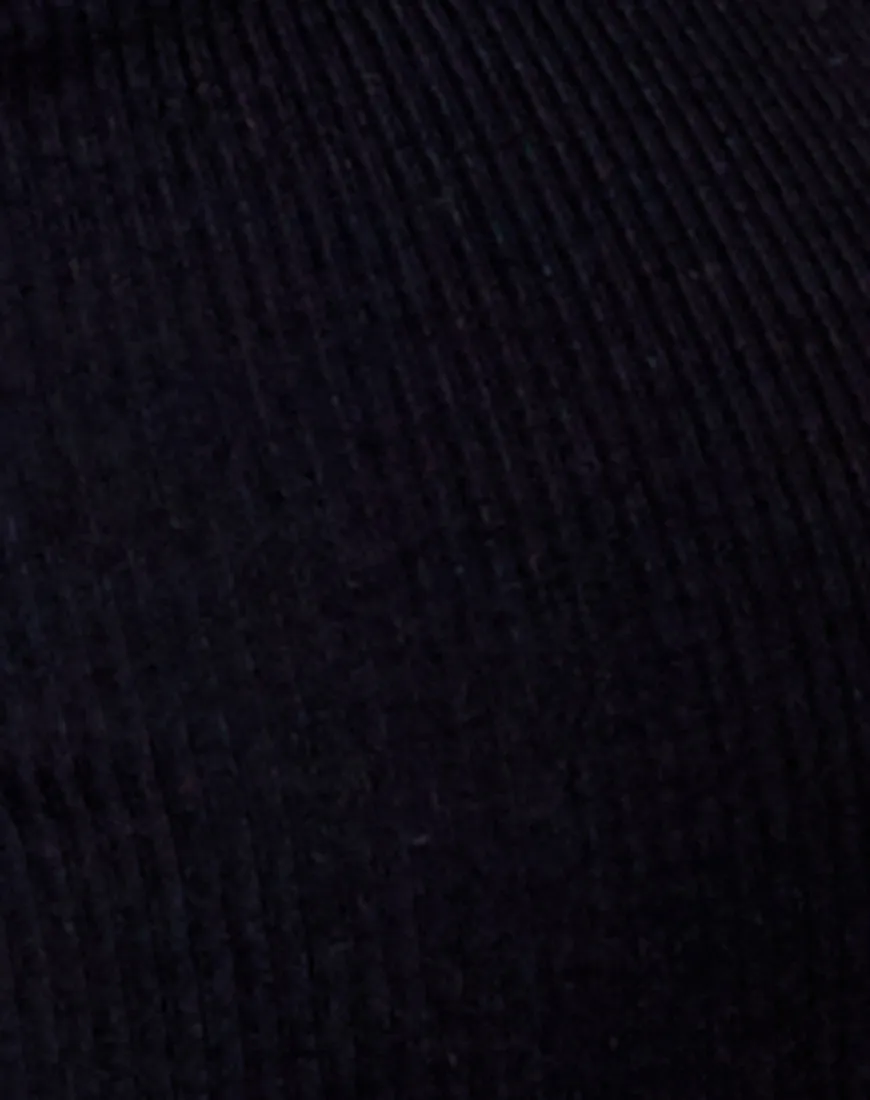 Quelin Backless Dress in Rib Black