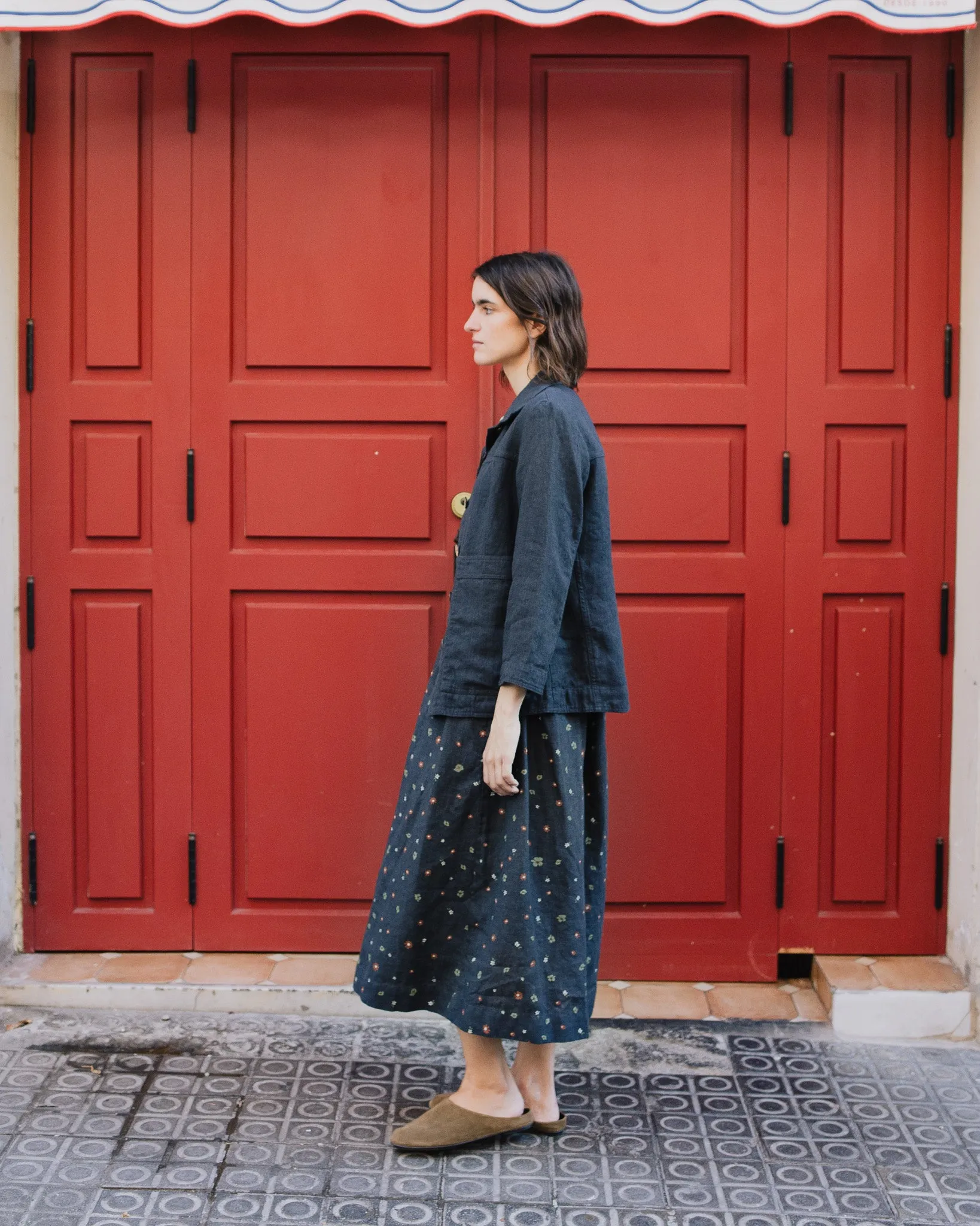 R: HELSINKI linen jacket (Size: S; Color: Heavy Salamander)