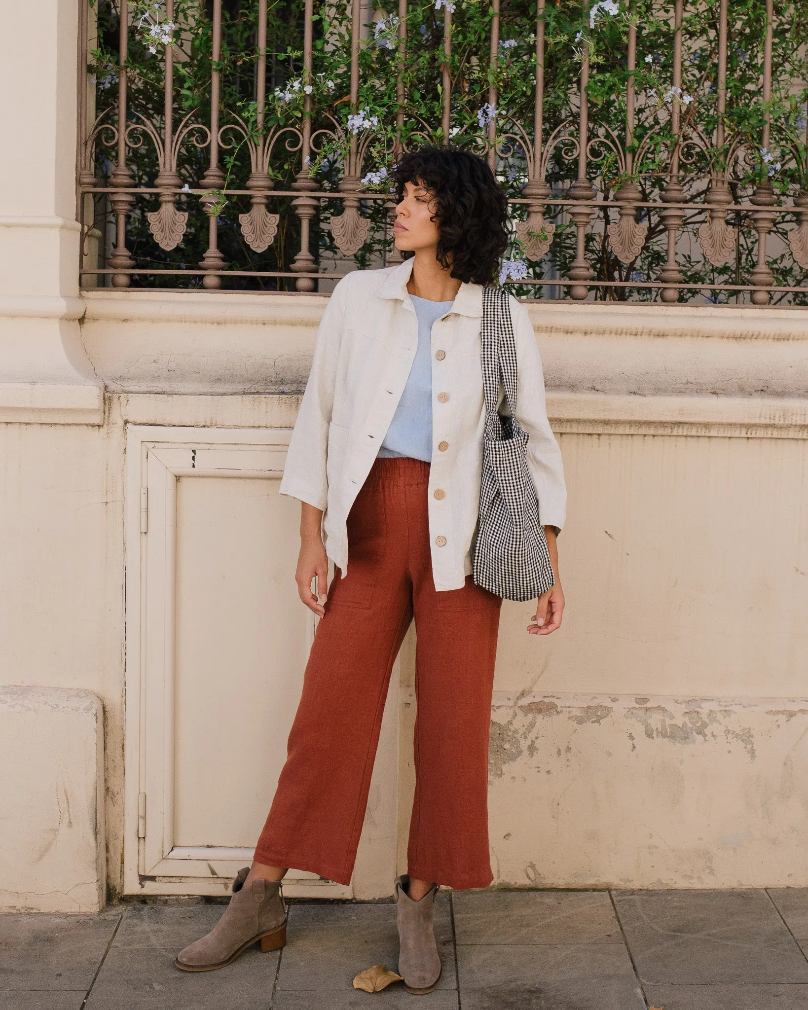 R: HELSINKI linen jacket (Size: S; Color: Heavy Salamander)