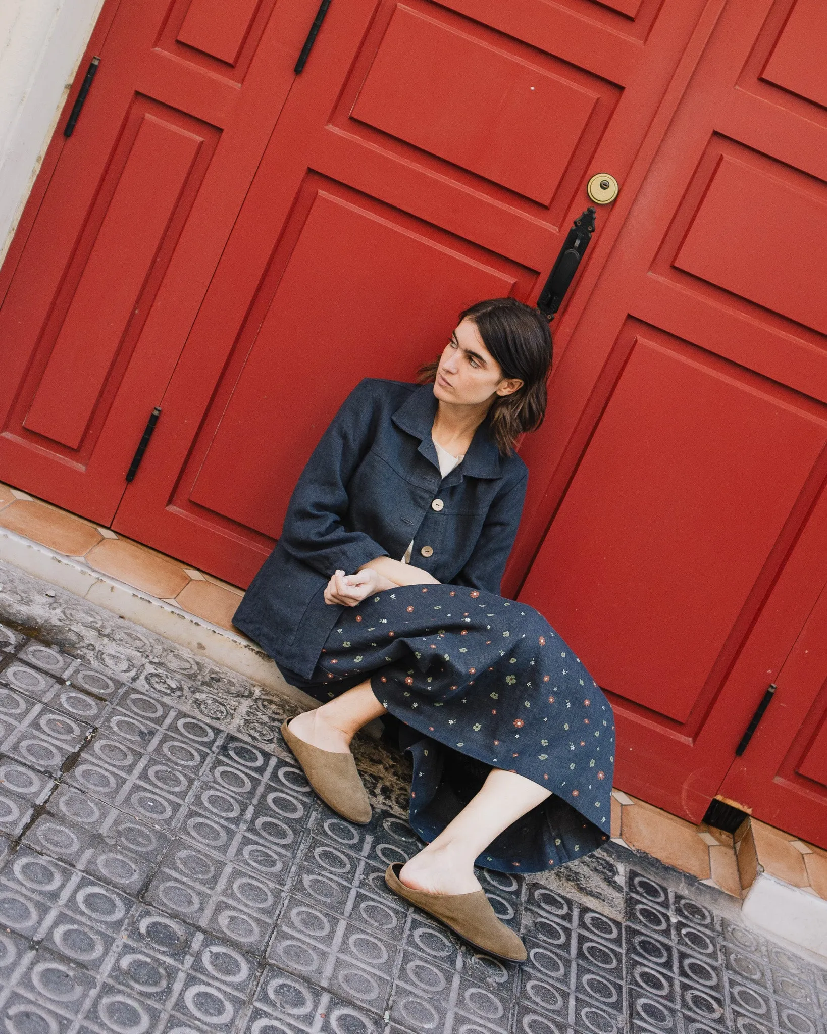 R: HELSINKI linen jacket (Size: S; Color: Heavy Salamander)