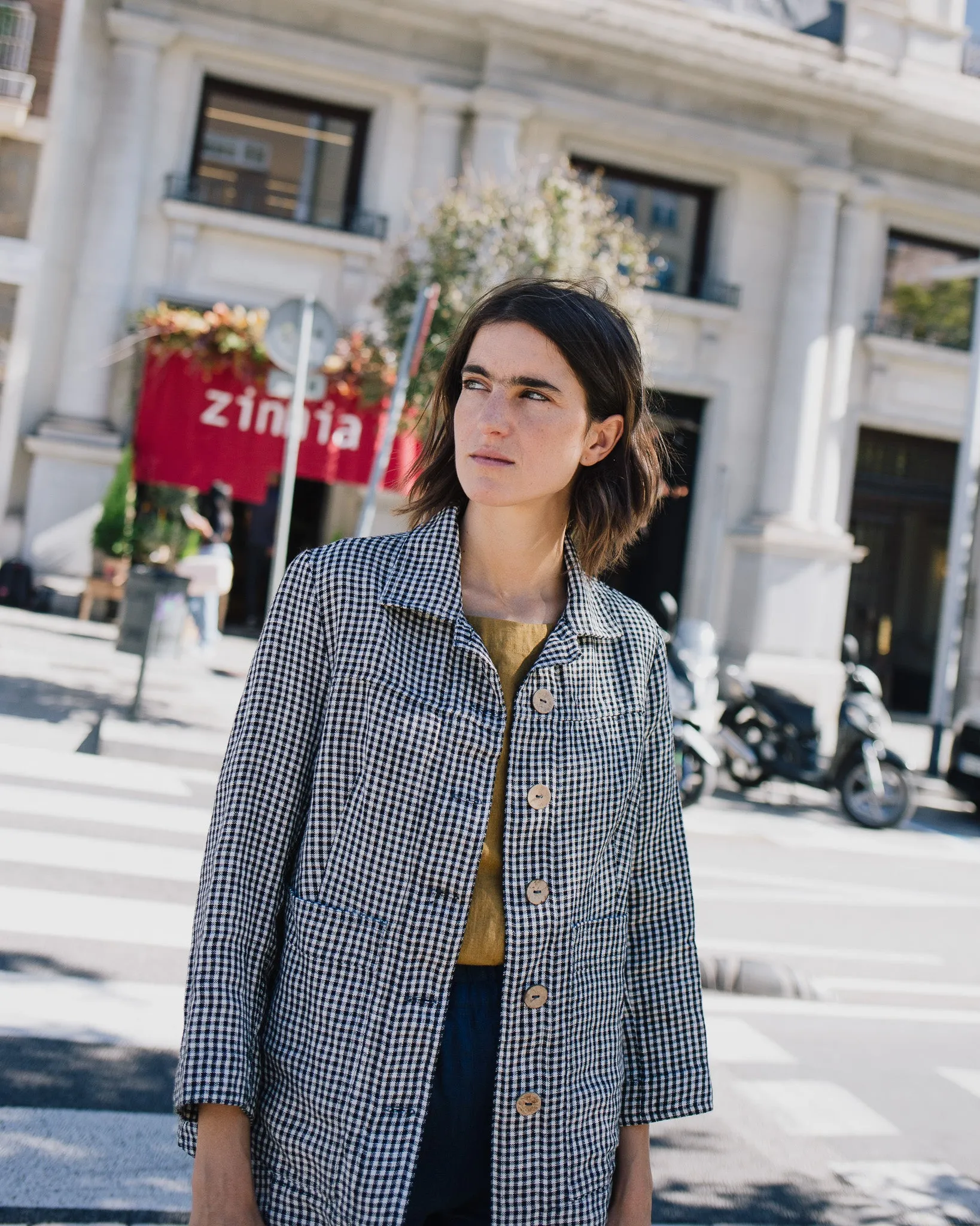R: HELSINKI linen jacket (Size: S; Color: Heavy Salamander)