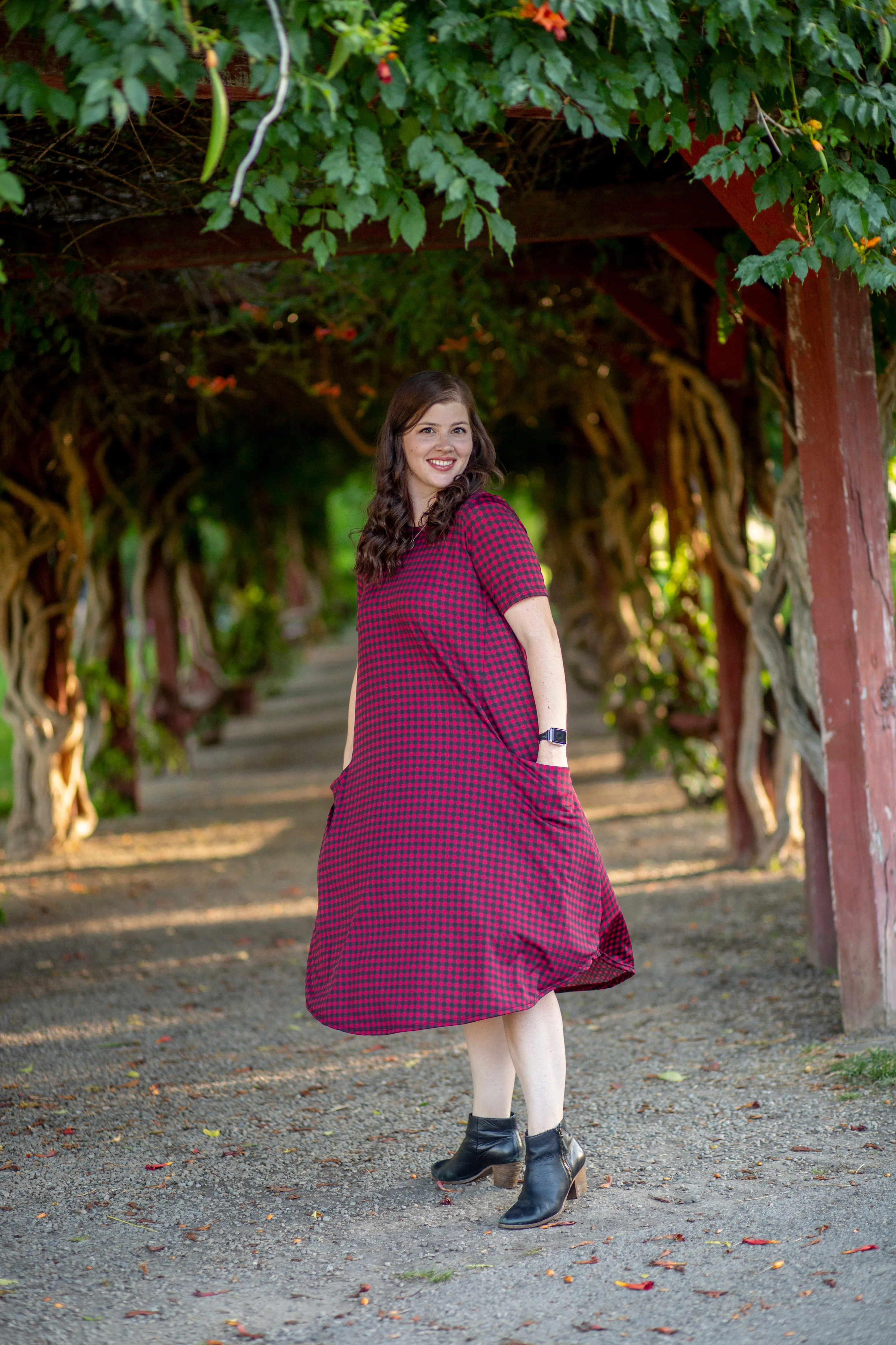 Red & Black Buffalo April Dress