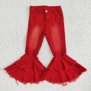 Red bouble flares pants jeans