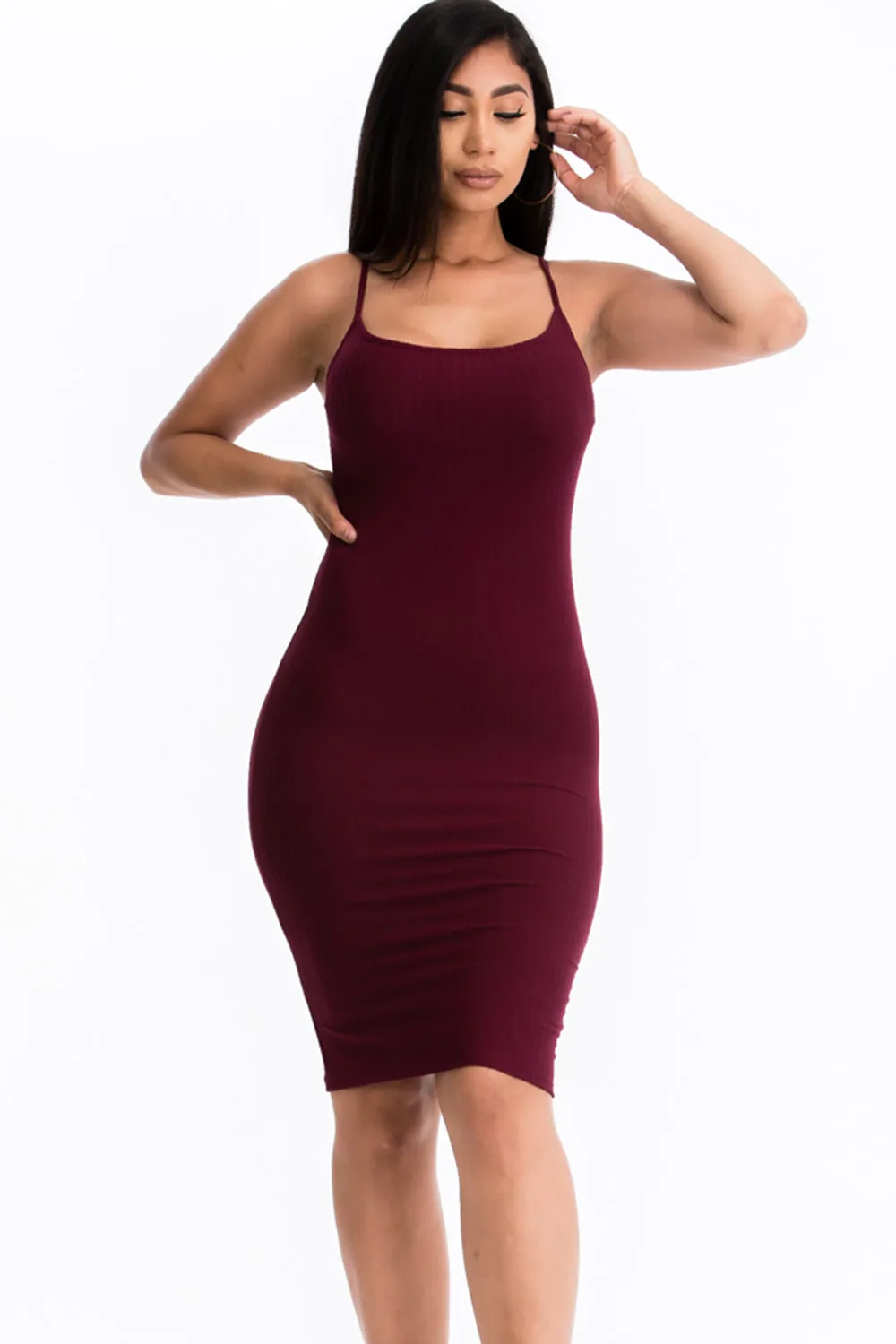 Ribbed Cami Soft Bodycon Dress (Capella)