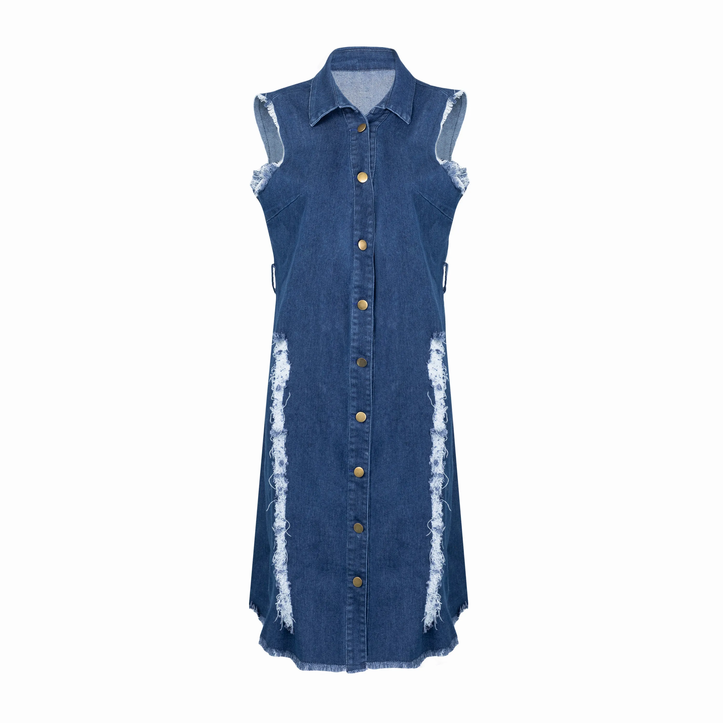 Ripped Denim Dress with Belt - Culture Heaven Special