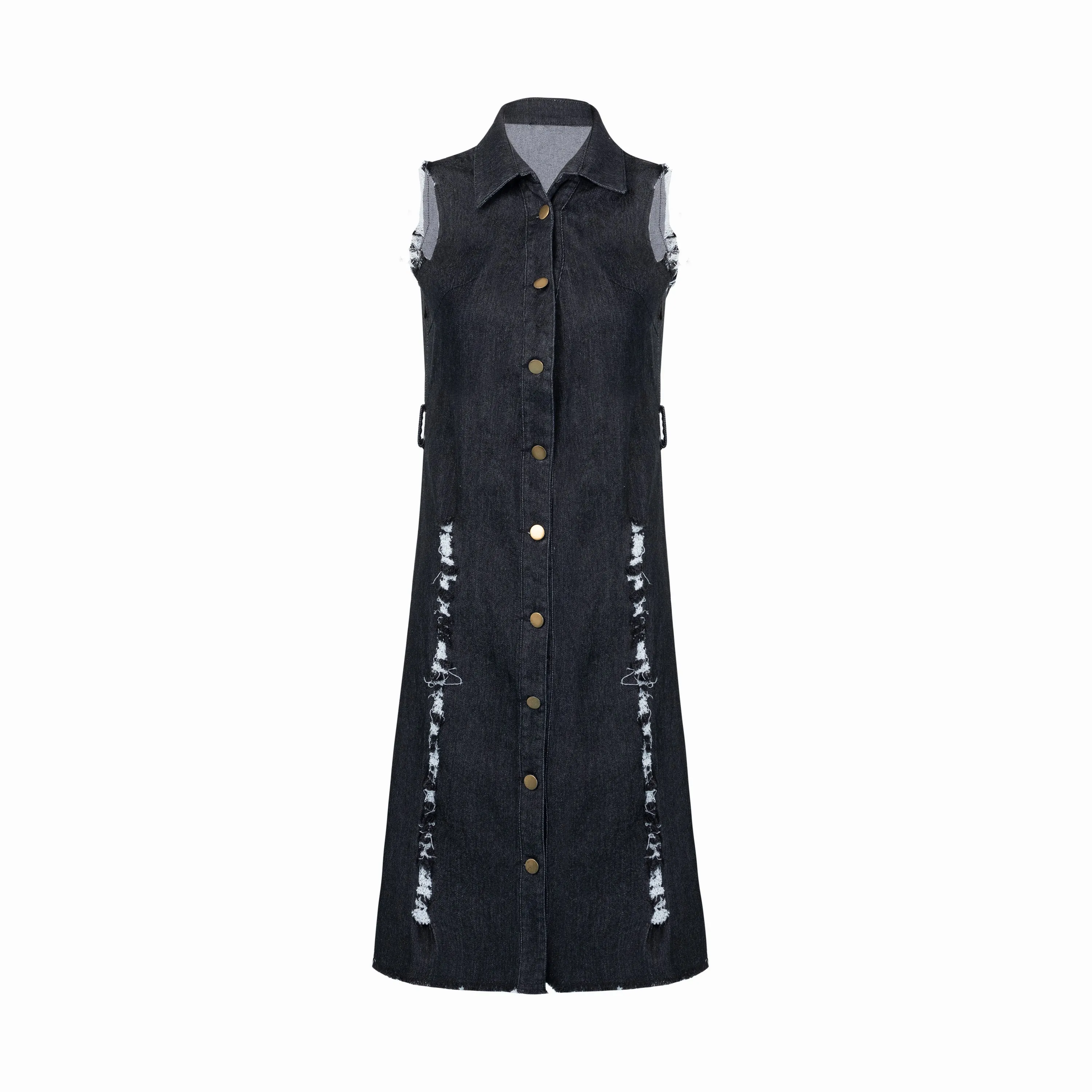 Ripped Denim Dress with Belt - Culture Heaven Special