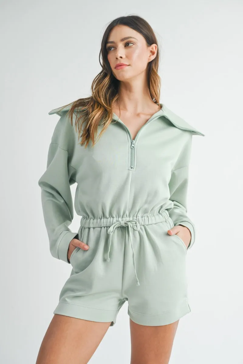 Sage Collared Scuba Romper