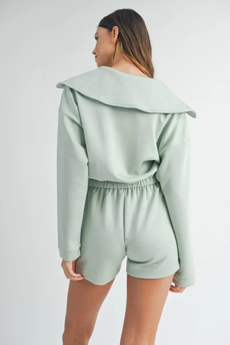 Sage Collared Scuba Romper