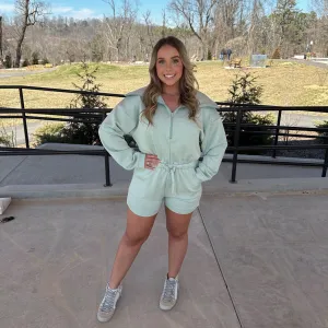 Sage Collared Scuba Romper
